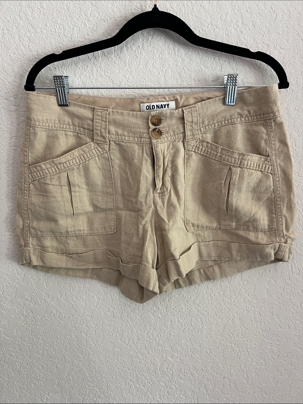 Old Navy Beige Rolled-Hem Cotton Blend Shorts
